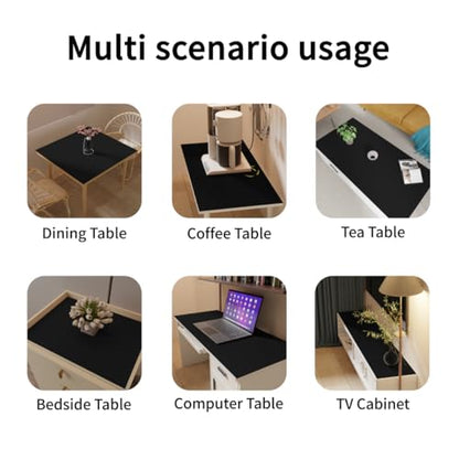 Faux Leather Table Cover,1.8mm Thick,12x72 Inch Desk Cover,Dresser Cover Top,Dresser Protector Top,Dresser Cover,End Table Cover.(Black+Black,12x72) - color: Black+black, size: 12" × 72"