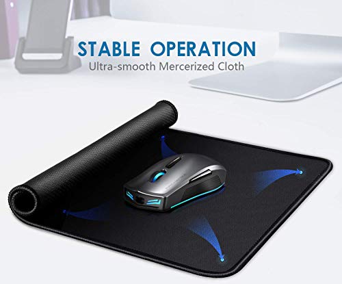 Mouse Pad Bundle Stitched Edges Premium Waterproof Gaming Mouse Mat Pad, Extends Battery Life Non-Slip Rubber Base Thick Black Mousepad for Laptop Computer & PC, 11 x 8.7 inch, Black-Pack of 6 - color: Black - Standard - 6 Packs