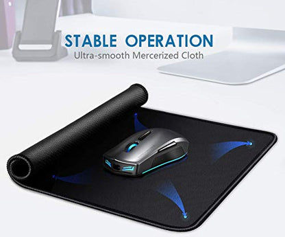 Mouse Pad Bundle Stitched Edges Premium Waterproof Gaming Mouse Mat Pad, Extends Battery Life Non-Slip Rubber Base Thick Black Mousepad for Laptop Computer & PC, 11 x 8.7 inch, Black-Pack of 6 - color: Black - Standard - 6 Packs