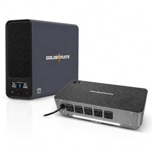 GOLDENMATE Lithium UPS 1000VA 600W + 600VA 360W UPS Battery Backup for Home & Office