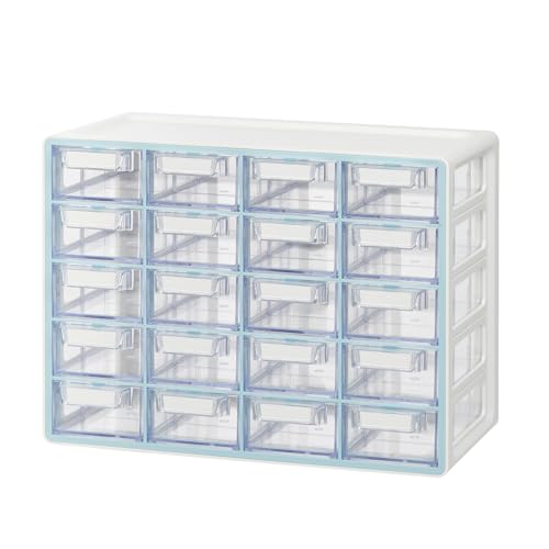 Blue Ginkgo 20-Drawer Storage Cabinet Organizer, Blue, Made in Korea | Stackable. Adjustable. Easy Visibility. - color: BLUE, size: 20 Drawer