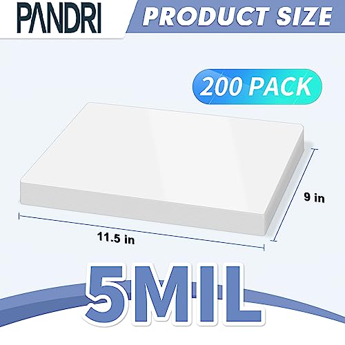 PANDRI 200 Pack Clear Thermal Laminating Sheets, 9 x 11.5-Inch, 5 Mil | Plastic Laminator Sheet, Fits 8.5 x 11 inch Paper Size, Clear, Round Corner, Thermal Laminator Compatible - size: 200 Pack