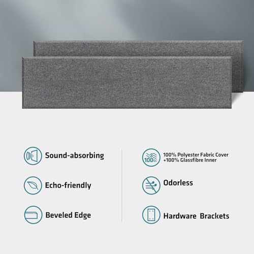 2 Pack Fiberglass Acoustic Panels 48"x12"x2" Soundproof Panels, Heather - color: Heather