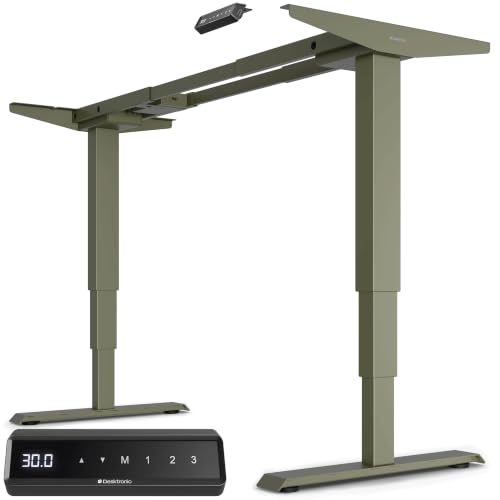 Desktronic Height Adjustable Standing Desk Frame — Ergonomic Sit Stand Desk Frame, Electric Dual Motors 353 lbs, USB & USB-C Charging, Wobble-Free, Touchscreen, 3 Memory Presets, Anti-Collision - color: Green