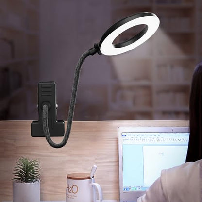 LED Desk Lamp with Clamp, 3 Color Modes, 10 Brightness | Eye-Caring Reading Light, Flexible Gooseneck, USB Powered, Dimmable, Clip On Design