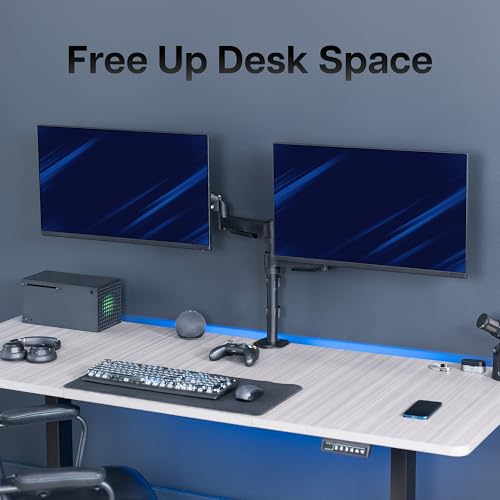 VIVO 17 to 32 inch Dual Mechanical Monitor Mount, 2 Tension Spring Arms, Adjustable Swivel, Rotation, Heavy Duty VESA Desk Stand with C-clamp, Grommet, Max VESA 100x100, Black, STAND-V002K - color: Black, size: Dual Mount