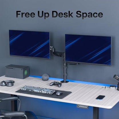 VIVO 17 to 32 inch Dual Mechanical Monitor Mount, 2 Tension Spring Arms, Adjustable Swivel, Rotation, Heavy Duty VESA Desk Stand with C-clamp, Grommet, Max VESA 100x100, Black, STAND-V002K - color: Black, size: Dual Mount
