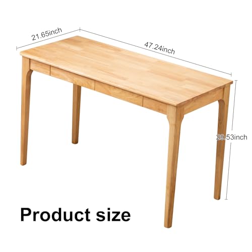 Solid Wood Desk, Gaming Study Home Office Desks for Work, Student PC Desk for Bedroom, Small Computer Desk for Small Spaces, Easy to Assemble (Wood Color, 47inch) - color: Wood Color, size: 47inch