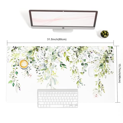 Colorful Star Green Leaves Waterproof Office Desk Mat, 31.5" x 15.7" - color: Eucalyptus Leaves, size: 31.5" x 15.7"