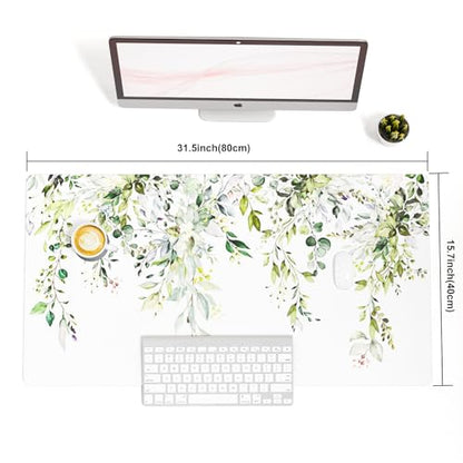 Colorful Star Green Leaves Waterproof Office Desk Mat, 31.5" x 15.7" - color: Eucalyptus Leaves, size: 31.5" x 15.7"