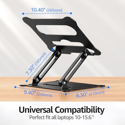 Urmust Adjustable Laptop Stand for Desk, 10-15.6“ Laptop Riser, Black - color: A-Black
