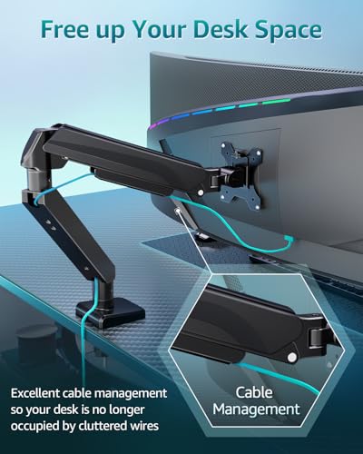 Heavy Duty Single Monitor Arm for Max 42 Inch Hold up to 33 lbs | Monitor Mount Desk Mount Height Adjustable Ultrawide Monitors Stand VESA Mount 70/100 - style: Single