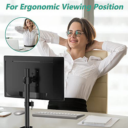WALI Single Monitor Mount, Vesa Monitor Arm for 13-32 inch, up to 22lbs | Adjustable Monitor Mount for Desk, Full Motion with Tilt, Swivel, Rotation, C-Clamp/Grommet Mounting, VESA 75/100mm (M001S) - size: Single, style: Adjustable