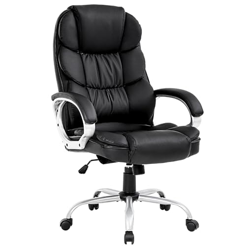 BestOffice Ergonomic Office Chair Desk Chair Computer Chair with Lumbar Support Arms Executive Rolling Swivel PU Leather Task Chair for Women Adults, Black - color: Black