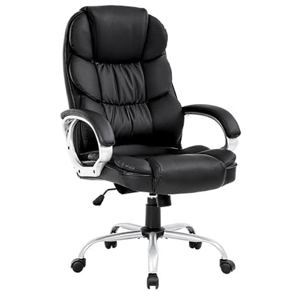 BestOffice Ergonomic Office Chair Desk Chair Computer Chair with Lumbar Support Arms Executive Rolling Swivel PU Leather Task Chair for Women Adults, Black - color: Black