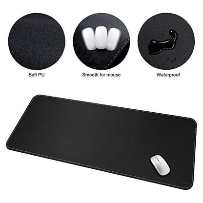 CENNBIE Leather Desk mat Protecter 47.2X19.6in Super Large(Black) - color: Black, size: 19.6" x 47.2"