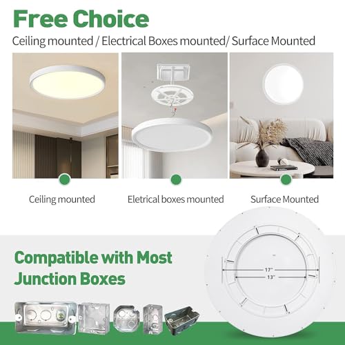 24Inch White Large LED Flush Mount Ceiling Light, 50W, 5480LM, 3CCT | 3000K/4000K/6000K CCT Selectable, White Close to Ceiling Round Flat Panel Light, Super Slim LED Ceiling Light for Bedroom - color: White, size: 24" 1PK