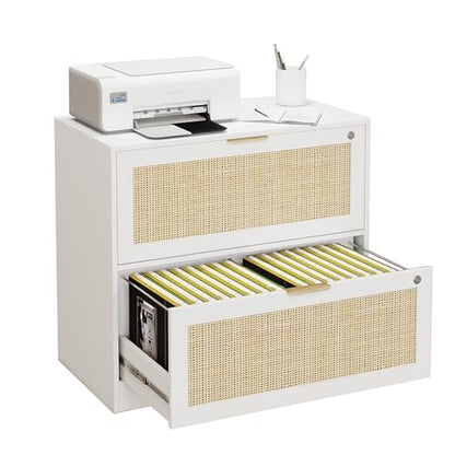 HOPUBUY 2 Drawer File Cabinet with Lock, Printer Stand Lateral - color: White, size: 15.74″Dx31.10″WX27.55″H