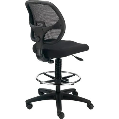Adjustable Drafting Stool with Mesh Back – Ergonomic Office Drafting Chair with Footrest, Armrests & Height Adjustment (Black) - color: Black