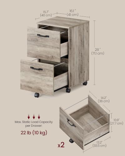 VASAGLE 2-Drawer File Cabinet, Small Rolling Filing Cabinet - color: Heather Greige, style: Classic