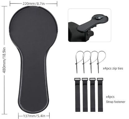 Ergonomic Adjustable Arm Rest Mouse pad for Chair, Strap Fastener | Mouse Extension Platform Tray with Mouse Baffle to Prevent Falling, Attaches to Chair, Black (Black（YYLL8326）)