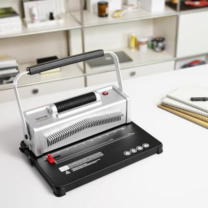 VEVOR Coil Spiral Binding Machine, Manual Book Maker with Electric Binding, 46-Holes Binding 500 Sheets Punch Binder, with 100pcs 5/16'' Coil Binding Spines, for Letter Size, A4, A5 - style: Electric Binding