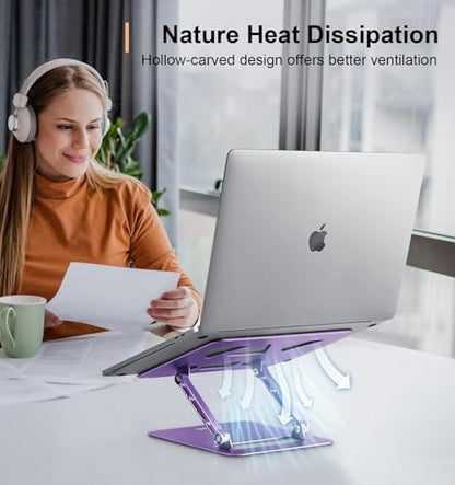 Aoviho Adjustable Laptop Stand for Desk,Portable Laptop Stand Holder and Riser,Foldable Aluminum Notebook Computer Stands for MacBook Air Pro HP Lenovo Dell Samsung Chromebook, 10-15.6 inch, Purple - color: Purple