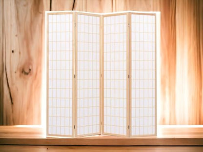 4 Panels Room Divider Privacy Screen Shoji Divider 6ft High Japanese Style Privacy Room Divider (Natural, 4 Panels) - color: Natural, size: 4 panels
