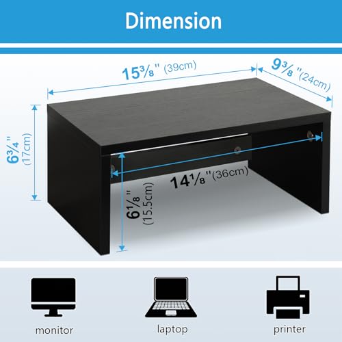 TEAMIX 6.7 inch Tall Monitor Stand Riser, Wood Shelf Riser, Desk Organizer