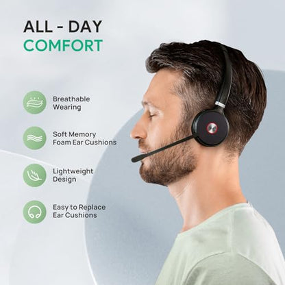 Yealink WH62 Dual UC DECT Wireless Headset for IP Phone & PC Zoom Certified | 525 ft Long Range Stereo Headphones with Base, Dual Noise-Canceling Mic, Call Control, Busylight, 14H Battery for Office - style: WH62 Dual-Ear UC (base)