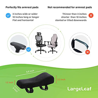 LargeLeaf Chair Ergonomic Armrest Pads Elbow Pillow Pressure Relief Office Chair Gaming Chair armrest with Memory Foam armrest Pads 2-Piece Set of Chair (Black_Velvet) - color: Black_velvet