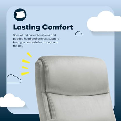 Serta Executive Office Chair with Lumbar Support, Fixed Arms Leather Chair - color: Gray Velvet Fabric