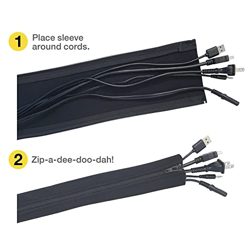 Wrap-It Storage Zipper Cable Sleeve, Black, 36", 2-Pack - size: 36in (2-Pack)