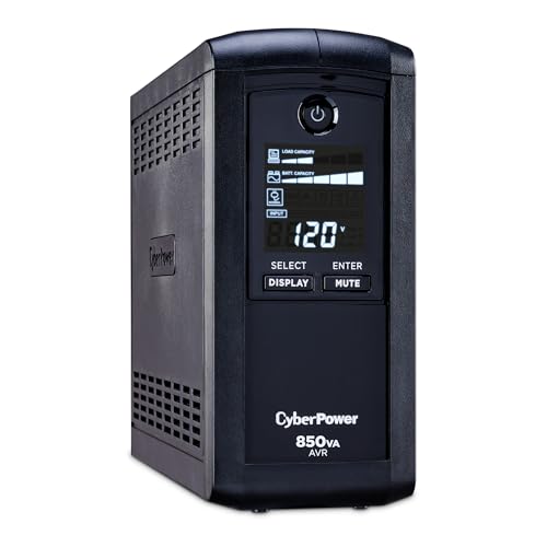 CyberPower CP850AVRLCD Intelligent LCD UPS Battery Backup | Surge Protector, 850VA/510W, 9 Outlets, AVR, Mini-Tower - size: 850VA