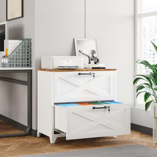 BYNSOE 2 Drawer Lateral File Cabinet Metal Filing Cabinet with Lock Office Home Steel Lateral File Cabinet for A4 Legal/Letter Size Lockable Wide Metal Cabinet,Assembly Required - color: White, size: 2 Drawers-2