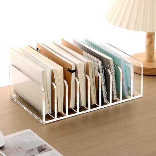 SANRUI 9-Compartment Clear Acrylic Mail Organizer, Vertical Mail Sorter Desk Organizer, Compact Letter Envelope Bill File Holder for Office Home Classroom - size: 9 Slots