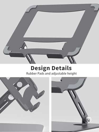 SOUNDANCE Laptop Stand for Desk with Stable Heavy Base, Adjustable Height Multi-Angle, Ergonomic Metal Riser Holder, Foldable Mount Elevator, Compatible with 10 to 15.6 Inches PC Computer, Grey - color: C-Grey