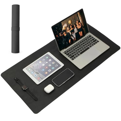 Large Office Leather Desk Mat, Large Mouse and Keyboard Pad, Laptop Pad, Desktop Protector(Black, 31.5 in. x 15.7 in.) - color: Black, size: 31.5×15.7inch