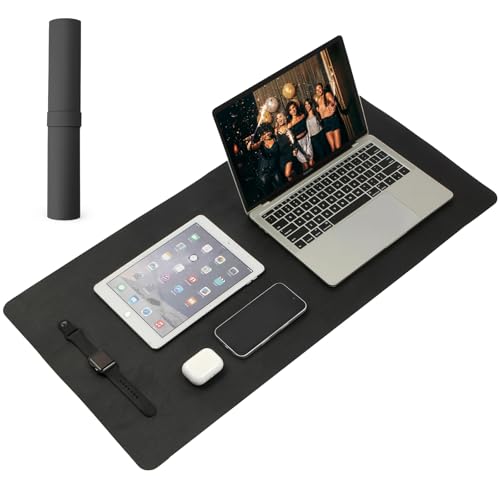 Large Office Leather Desk Mat, Large Mouse and Keyboard Pad, Laptop Pad, Desktop Protector(Black, 31.5 in. x 15.7 in.) - color: Black, size: 31.5×15.7inch