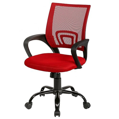 PayLessHere Office Computer Chair Ergonomic Cheap Desk Chair Adjustable Comfortable Mid Back Task Rolling Swivel with Lumbar Support for Home Office Desk, Red - color: Red, style: pack of 1