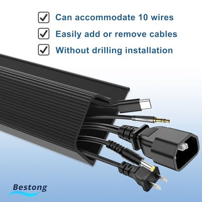 6 Pack J Channel Cable Management for Desk, Adhesive Wire Organizer - color: black