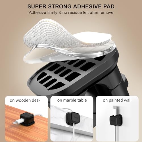 24 Pack Magnetic Cable Clip Organizer Cord Holder, Picozon Adhesive Cable Management, Wire Phone USB Charger Cable Holder, Keeper Organizer for Office Home Desktop Table - Black - size: Pack of 24
