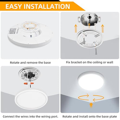 Hlite 9 Inch LED Flush Mount Ceiling Light,1800LM,6 Pack,3CCT | 18W 3000K/4000K/5000K Selectable,Super Slim,Low Profile Round Ceiling Light Fixtures for Kitchen,Bedroom,Hallway,White - color: White, size: 9 inch-6