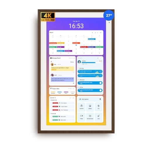 Apolosign 27-inch 4K Digital Calendar, Smart Wall Planner with Calendar Sync, Chore Chart, Install Apps & Widget, Electronic Touchscreen Display for Schedules, Dual Mode, Wall Mount Included (Dark Oak) - color: Dark Oak