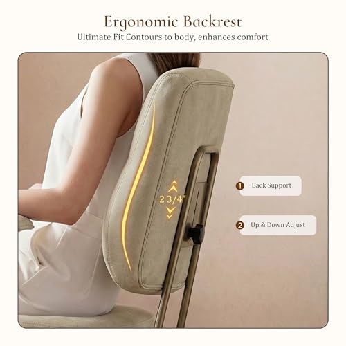 EUREKA ERGONOMIC Becky Suede Mid-Century Office Chair, Off-White - color: Off-white, size: Mid-Back