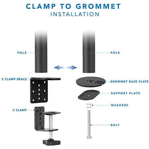 Mount-It! Large Monitor Desk Mount, VESA 200, up to 42" | Full motion arm with clamp and grommet base fits large and ultrawide monitors.
