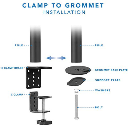 Mount-It! Large Monitor Desk Mount, VESA 200, up to 42" | Full motion arm with clamp and grommet base fits large and ultrawide monitors.