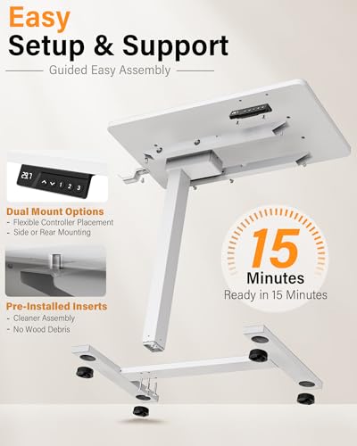 FiCiHi 24"x 16" Electric Standing Desk, Mobile Sit Stand Up Desk, White - color: White, size: 24" x 16"