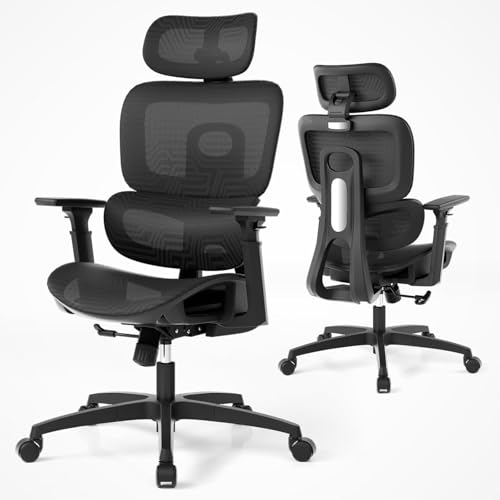 MoNiBloom Ergonomic Office Chair, High Back Mesh Desk Chair for Home, Black