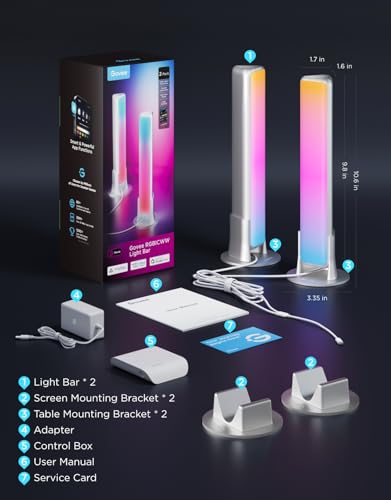 Govee Smart Light Bar, RGBICWW TV Lights for Living Room, Gaming, Silver - color: Silver